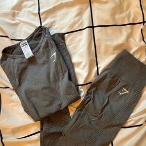Gymshark Dark Gray Seamless Legging and Top Set